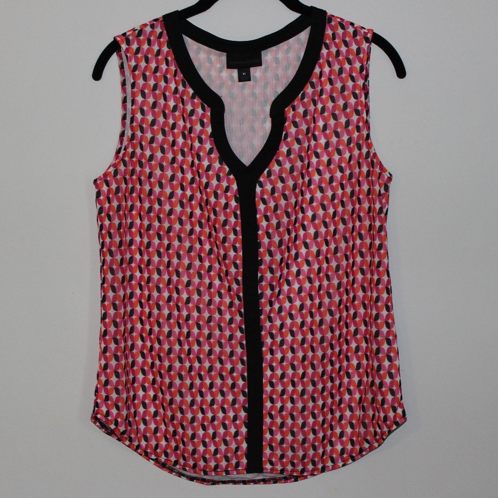 Worthington Sleeveless Printed Pink & Red Blouse